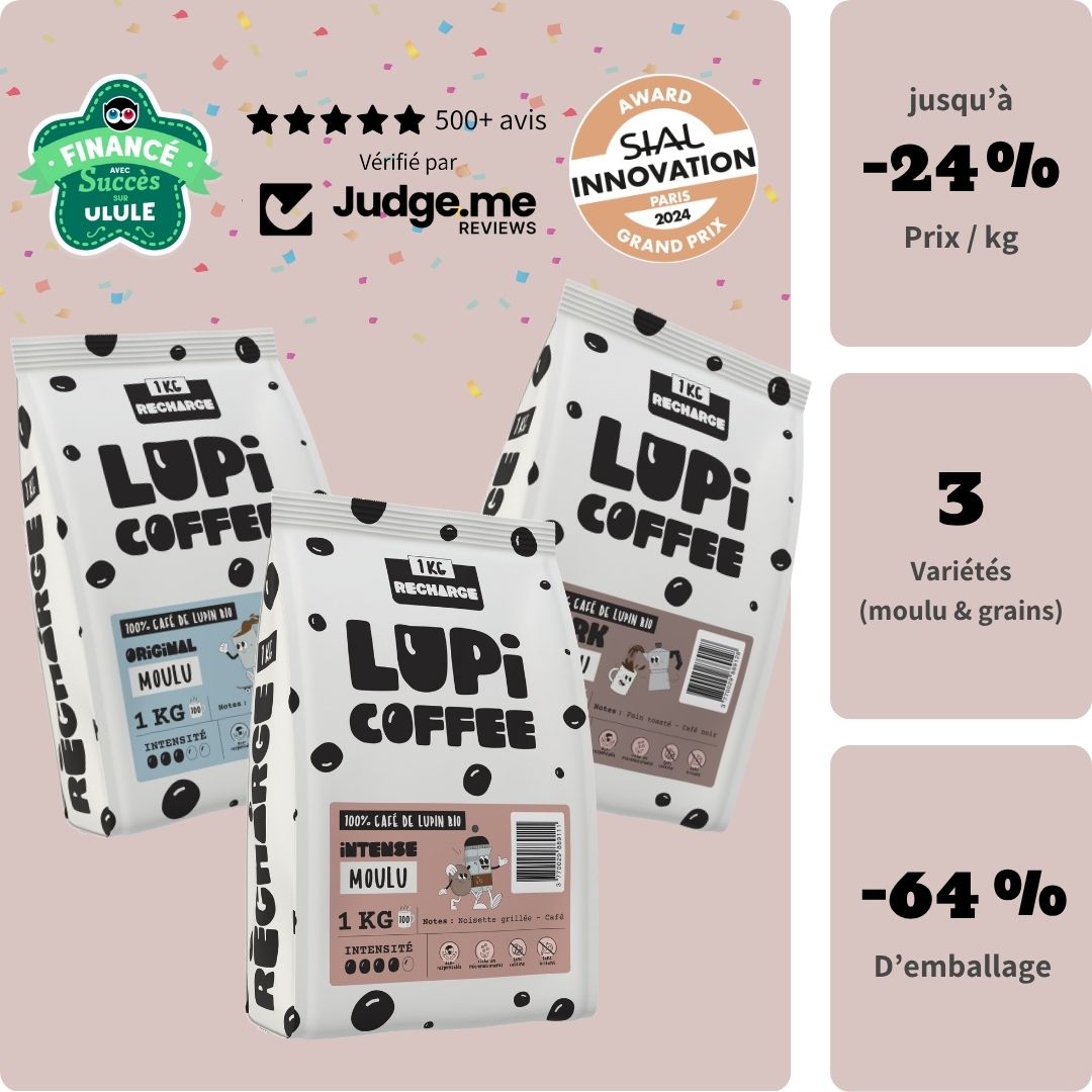 Lupi RECHARGE - 1 kg de Café de lupin bio