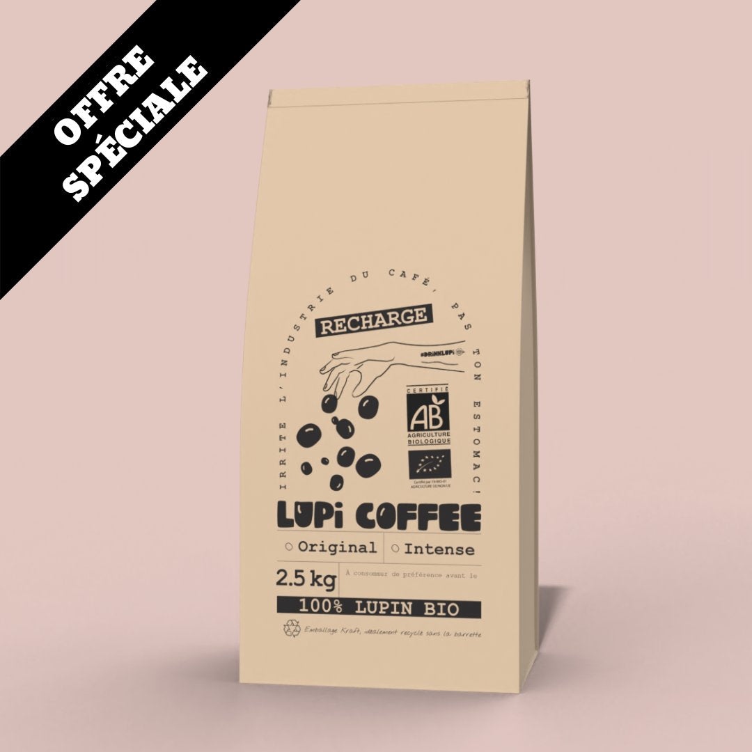 Lupi RECHARGE - 2,5kg de Café de lupin bio EN GRAINS
